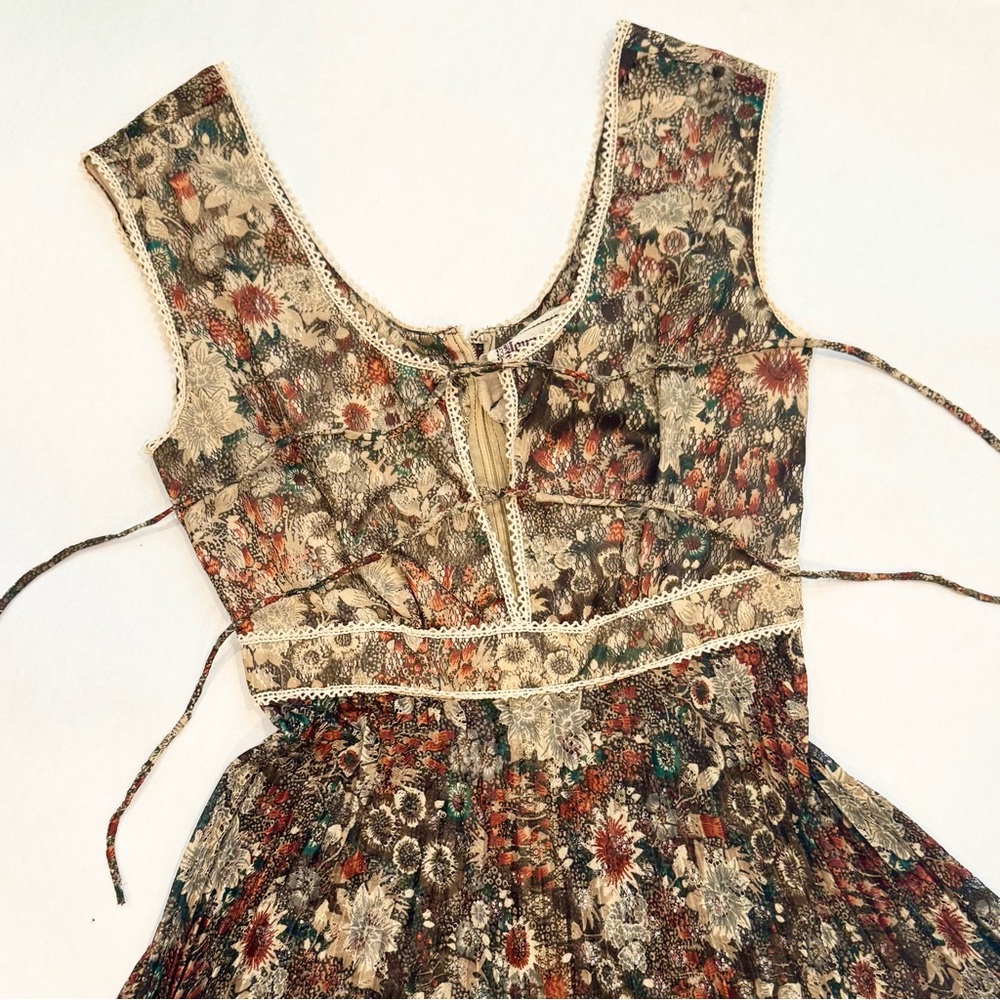 🌺SOLD🌺 Young Edwardian by Arpeja Vintage Floral Prairie Pleated Milkmaid Dress - Picture 6 of 15
